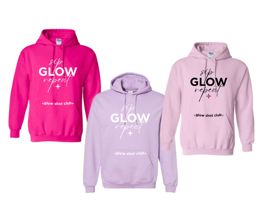 sip GLOW repeat | Hoodie | Glow Shot Club